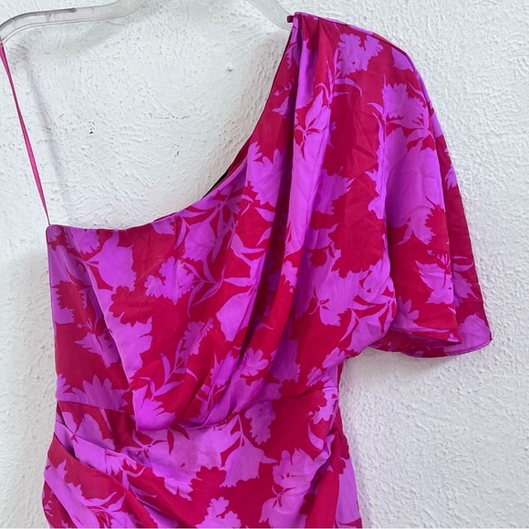 NWT Do+Be hot pink floral one shoulder midi dress - Picture 8 of 11